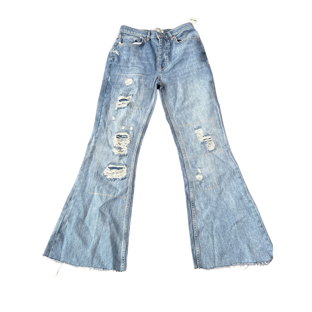 Free People We The Free Womens Sz 25 Raw‎ Hem High Rise Flare Leg Distressed NWT
